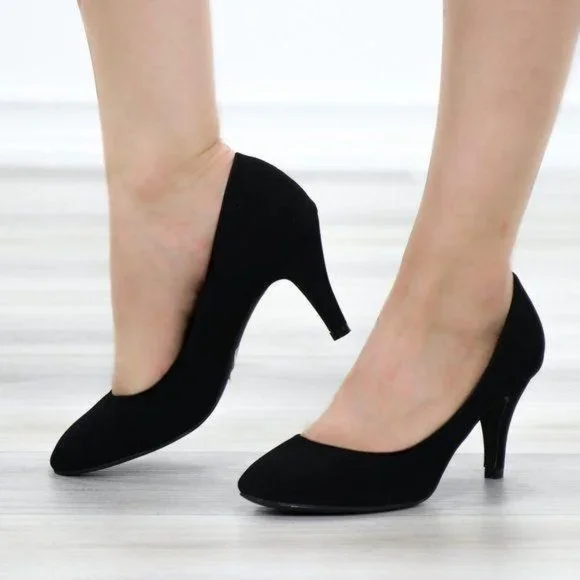 Closed Toe Low Mid Heel Dress Velvet Pump - Picture 5 of 16